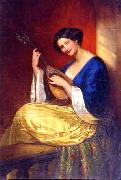Julie Wilhelmine Hagen-Schwarz Mandoline player oil painting reproduction